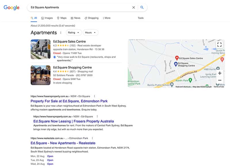 Google Example Frasers Property